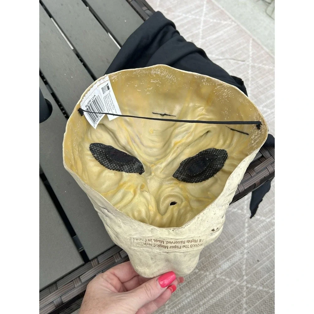 Paper Magic Corp Raging Reaper Mask Halloween Costume Vtg 2003 Adult Zombie Hood